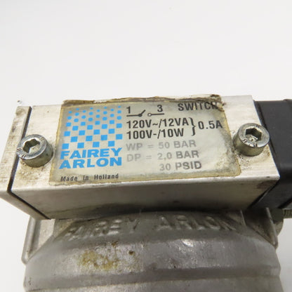 Fairey Arlon 3/4" NPT Hydraulic Filter Assembly W/ Pressure Switch 120V