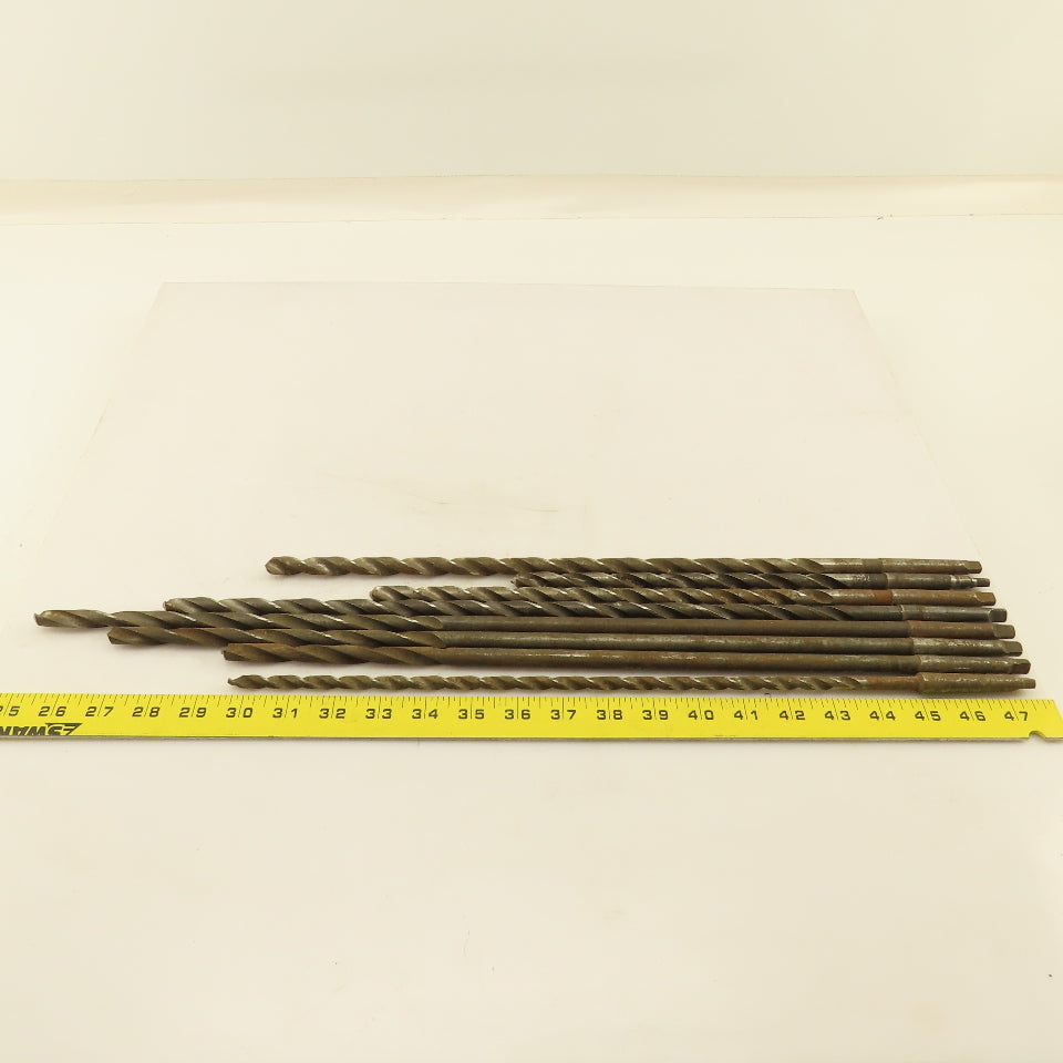 Misc. Lot Drill Bits 1MT High Speed Steel 5/16" To 15/32" Extra Length Lot of 8