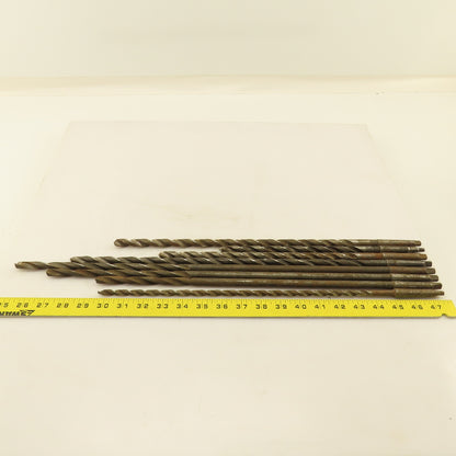 Misc. Lot Drill Bits 1MT High Speed Steel 5/16" To 15/32" Extra Length Lot of 8