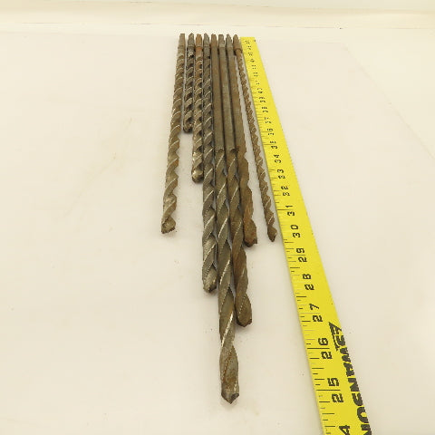 Misc. Lot Drill Bits 1MT High Speed Steel 5/16" To 15/32" Extra Length Lot of 8