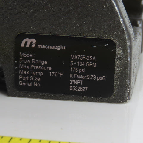 Macnaught MX75F-2SA Oval Gear Fuel and Oil Flow Meter 3" NPT Port 194GPM 175PSI