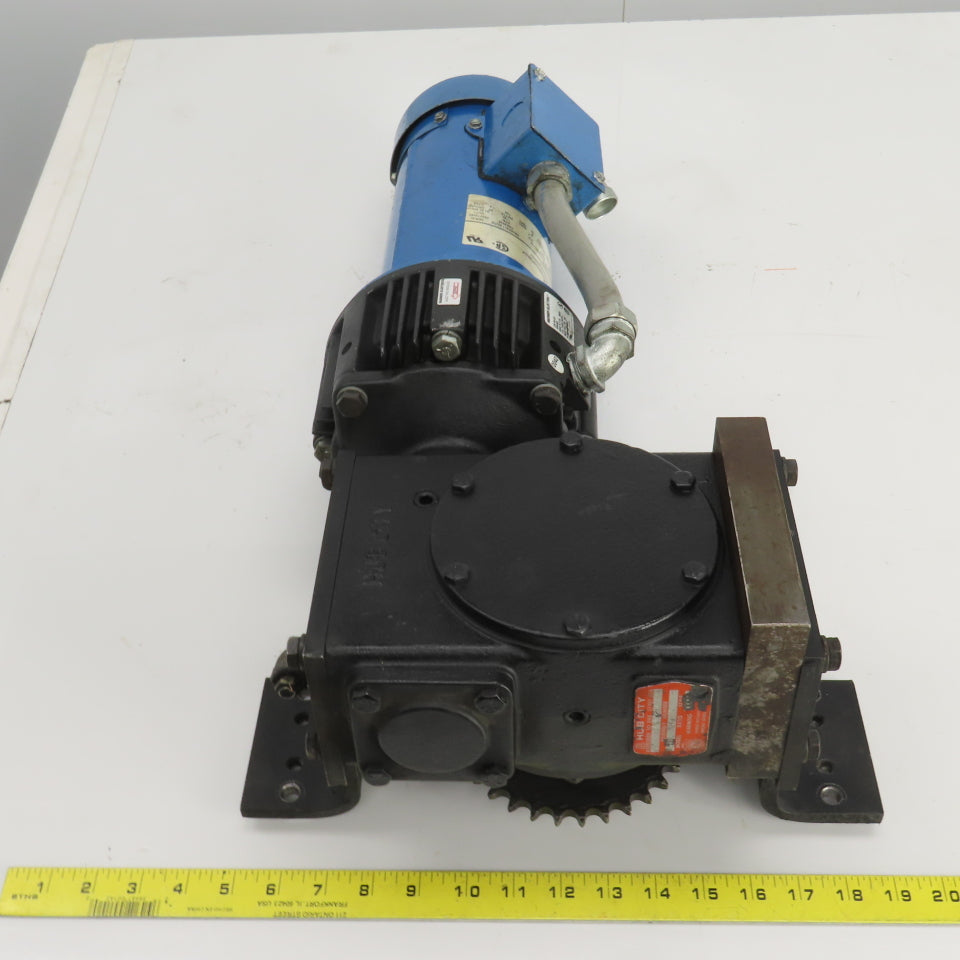 Hub City 0221-11414-217 30:1R  Gear Reducer W/Brake & 90VDC 1HP Motor 58RPM Out