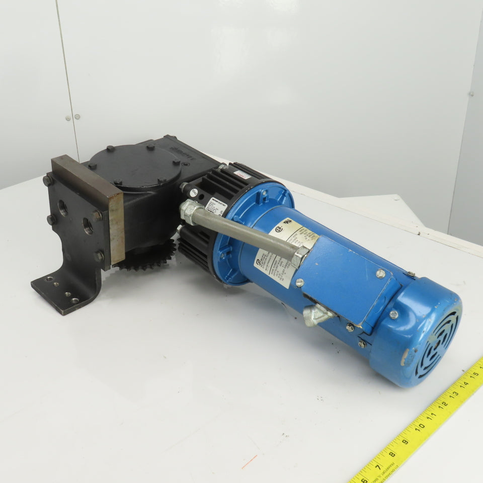 Hub City 0221-11414-217 30:1R  Gear Reducer W/Brake & 90VDC 1HP Motor 58RPM Out