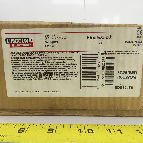 Lincoln Electric ED010156 Carbon Steel Stick Welding Electrodes 3/16" x 14" 50LB