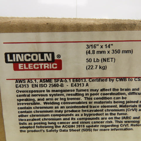 Lincoln Electric ED010156 Carbon Steel Stick Welding Electrodes 3/16" x 14" 50LB