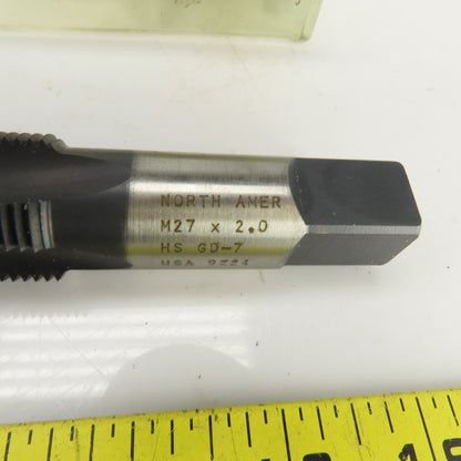 M27 x 2 Metric Right Hand Straight 4 Flute Plug Tap HS GD-7 17mm Shank USA Lot/2