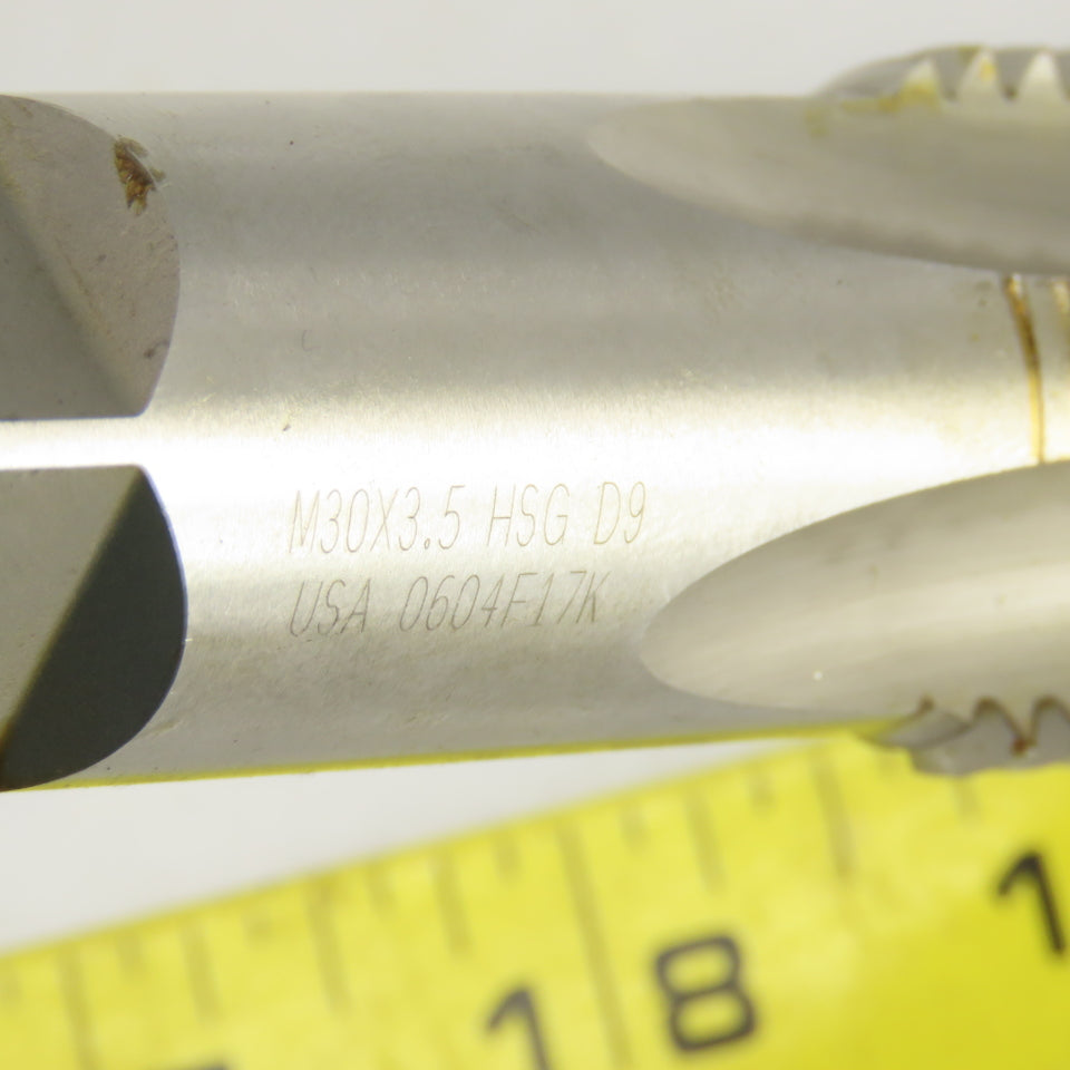 M30 x 3.5 Metric Right Hand Straight 4 Flute Plug Tap HSG D9 3/4" Shank USA