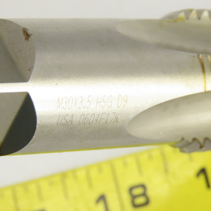 M30 x 3.5 Metric Right Hand Straight 4 Flute Plug Tap HSG D9 3/4" Shank USA