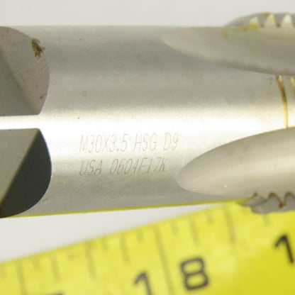 M30 x 3.5 Metric Right Hand Straight 4 Flute Plug Tap HSG D9 3/4" Shank USA