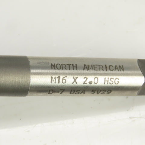 M16 x 2 Metric Right Hand Straight 4 Flute Plug Tap HSS D-7 9mm Shank USA Lot/2