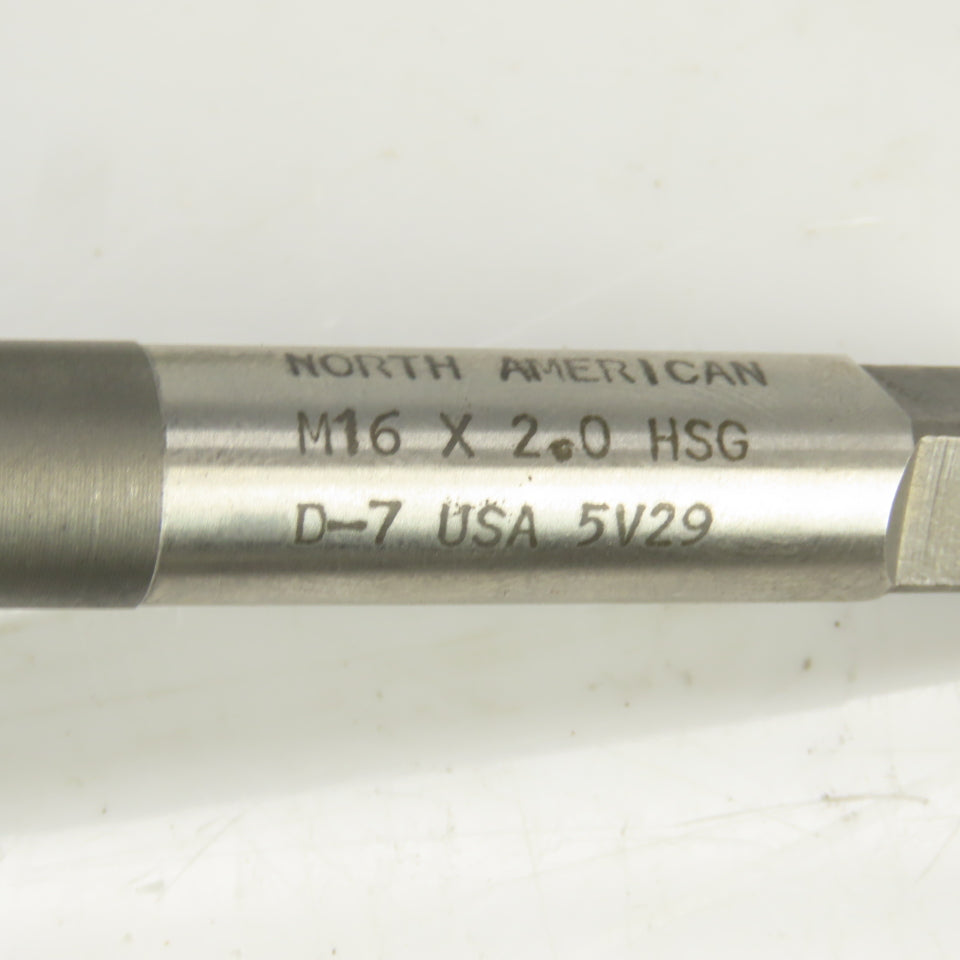 M16 x 2 Metric Right Hand Straight 4 Flute Plug Tap HSS D-7 9mm Shank USA Lot/2