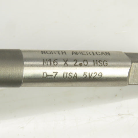 M16 x 2 Metric Right Hand Straight 4 Flute Plug Tap HSS D-7 9mm Shank USA Lot/2