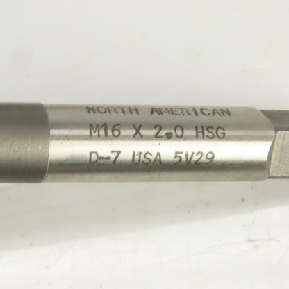 M16 x 2 Metric Right Hand Straight 4 Flute Plug Tap HSS D-7 9mm Shank USA Lot/2