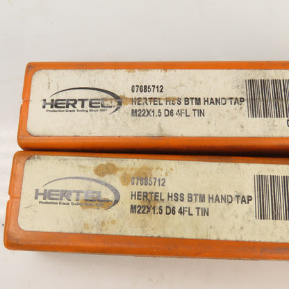 M22 x 1.5 Metric RH Straight 4 Flute Bottoming Tap 1/2" Shank HSG TiN Lot Of 2