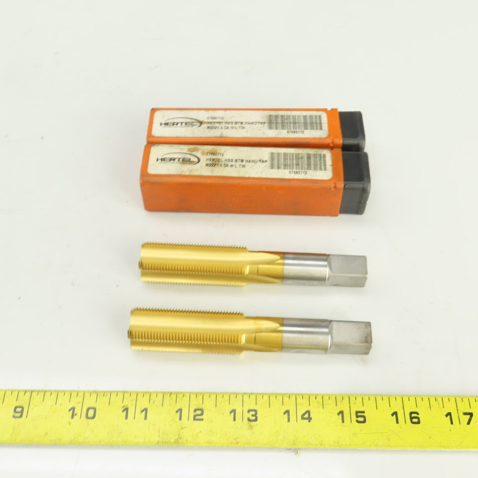 M22 x 1.5 Metric RH Straight 4 Flute Bottoming Tap 1/2" Shank HSG TiN Lot Of 2
