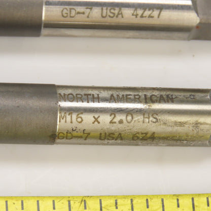 M16/18 x 2/1.5 Metric RH Straight 4 Flute Bottoming Tap Steel USA Misc. Lot Of 4