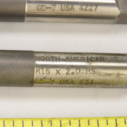 M16/18 x 2/1.5 Metric RH Straight 4 Flute Bottoming Tap Steel USA Misc. Lot Of 4