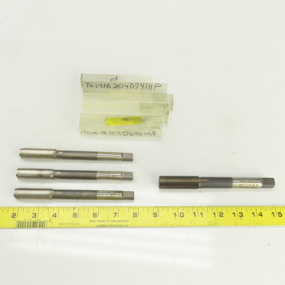 M16/18 x 2/1.5 Metric RH Straight 4 Flute Bottoming Tap Steel USA Misc. Lot Of 4