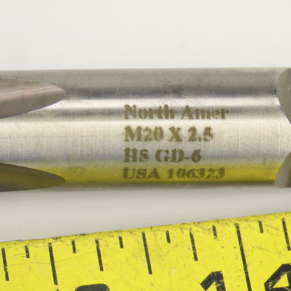 Noth American M20 x 2.5 Metric RH Straight 4 Flute Coolant Thru Plug Tap HSS