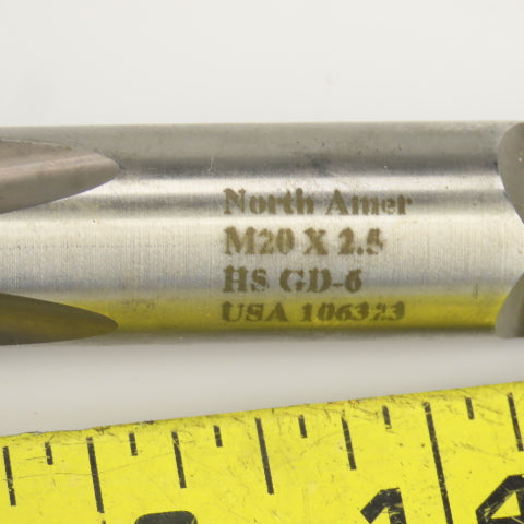 Noth American M20 x 2.5 Metric RH Straight 4 Flute Coolant Thru Plug Tap HSS