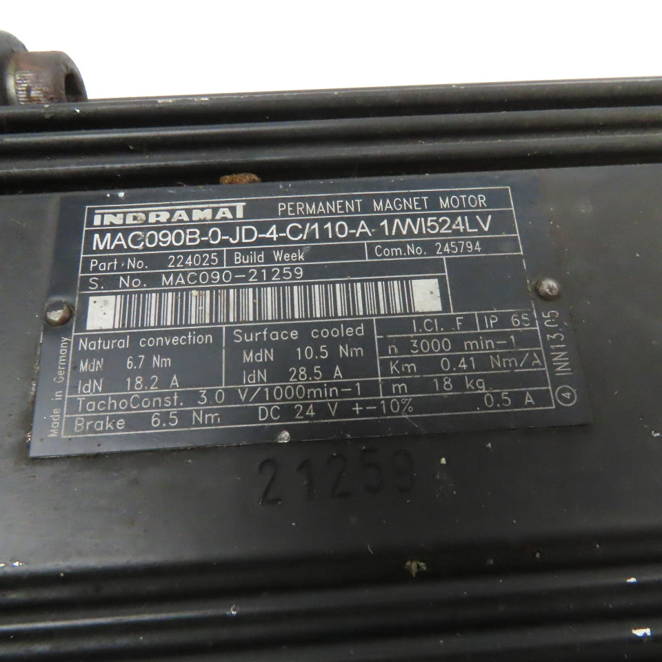 Indramat MAC090B-0JD-4C/110-A-1/WI524LV 3000RPM DC Servo Gear Motor Parts/Repair