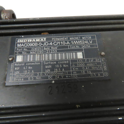 Indramat MAC090B-0JD-4C/110-A-1/WI524LV 3000RPM DC Servo Gear Motor Parts/Repair