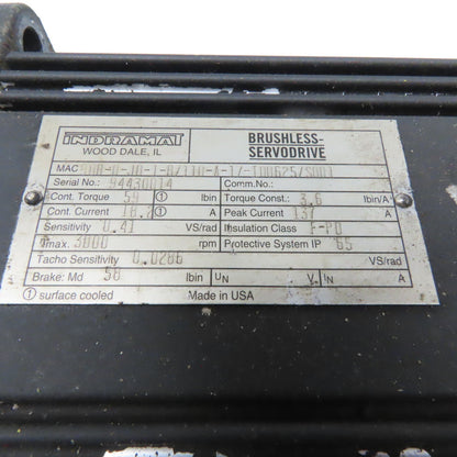 Indramat 90B-0-JD-1-B/110-A-1/I00625/S001 3000RPM Brushless Servo Brake Motor