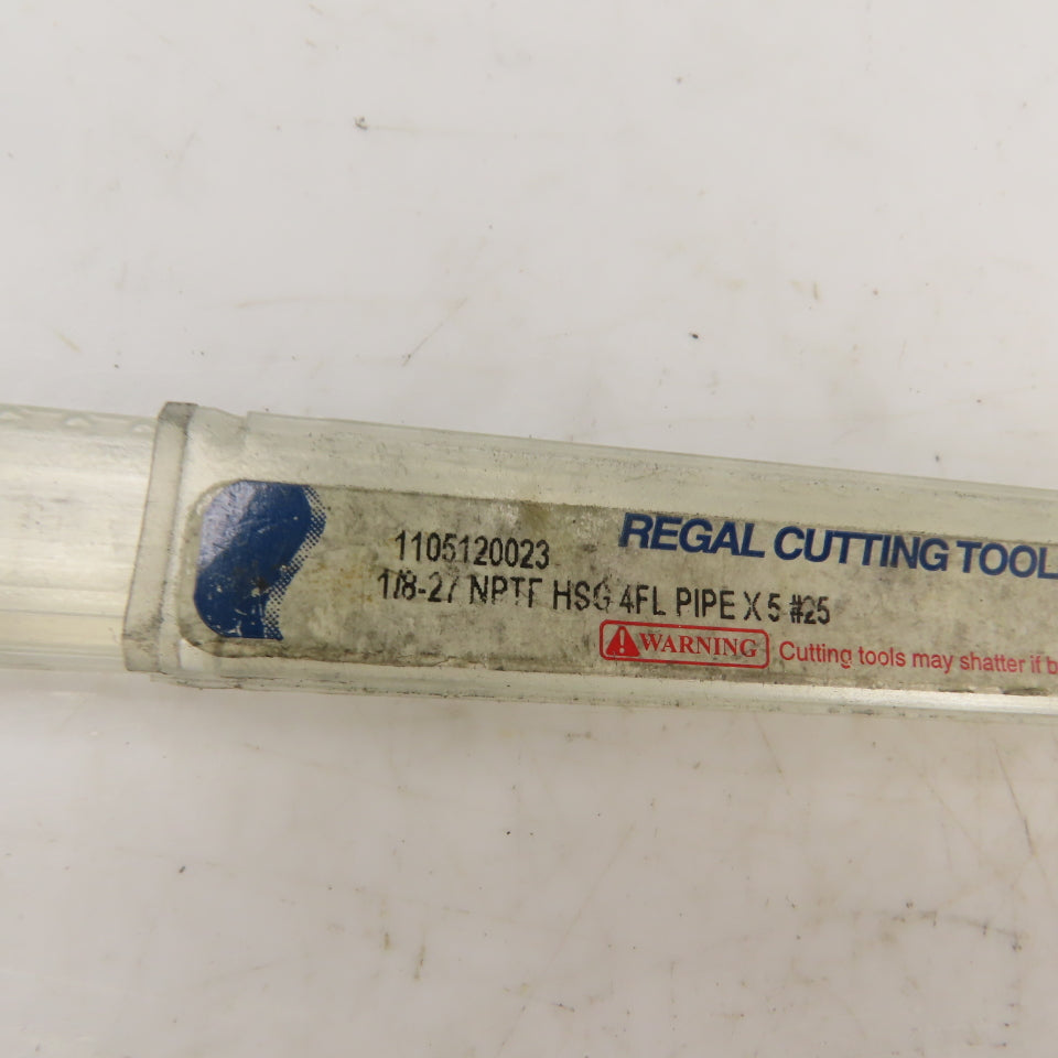 Regal 1/8-27 NPTF 4 Flute Straight Tapered Extension Pipe Tap 5" OAL TiN Coat