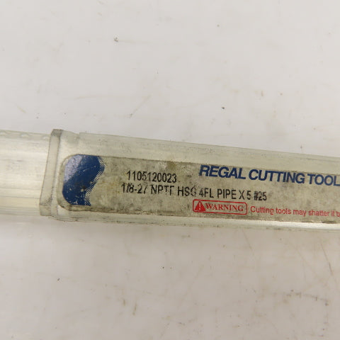 Regal 1/8-27 NPTF 4 Flute Straight Tapered Extension Pipe Tap 5" OAL TiN Coat