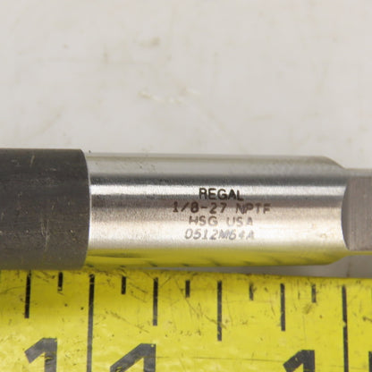 Regal 1/8-27 NPTF 4 Flute Straight Tapered Extension Pipe Tap 5" OAL TiN Coat