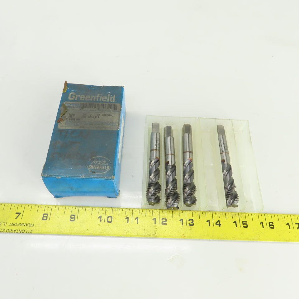Greenfield M14 x 2 Metric Right Hand 3 Flute Spiral Point Bottom Tap TiCN Lot/4