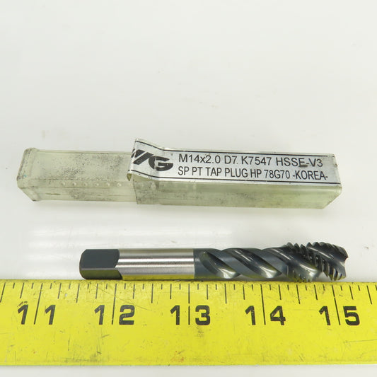 M14 x 2 Metric Right Hand 3 Flute Spiral Bottoming Tap TiCN