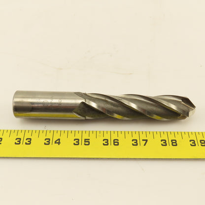 15/16"Spiral End Mill Drill Bit 4 Flute 90° Drill Point HSS 6-3/8" OAL