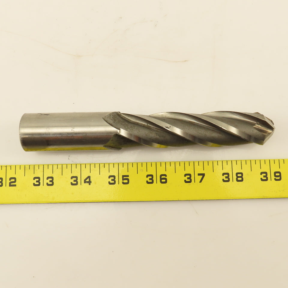 15/16"Spiral End Mill Drill Bit 4 Flute 90° Drill Point HSS 6-3/8" OAL
