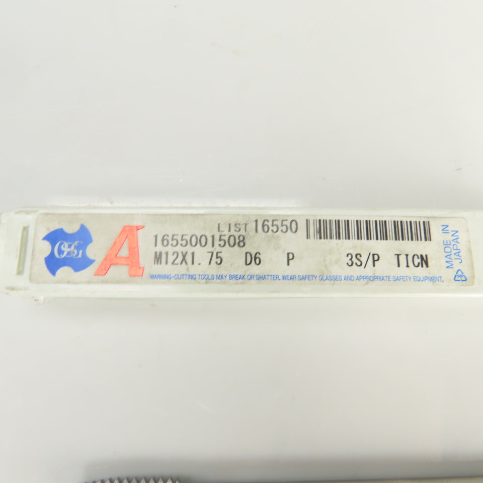 OSG M12 x 1.75 Metric RH 3 Flute Spiral Point Coolant Thru Bottoming Tap TiCN