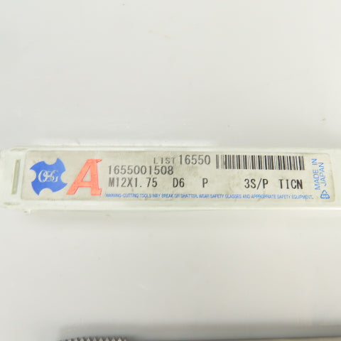 OSG M12 x 1.75 Metric RH 3 Flute Spiral Point Coolant Thru Bottoming Tap TiCN