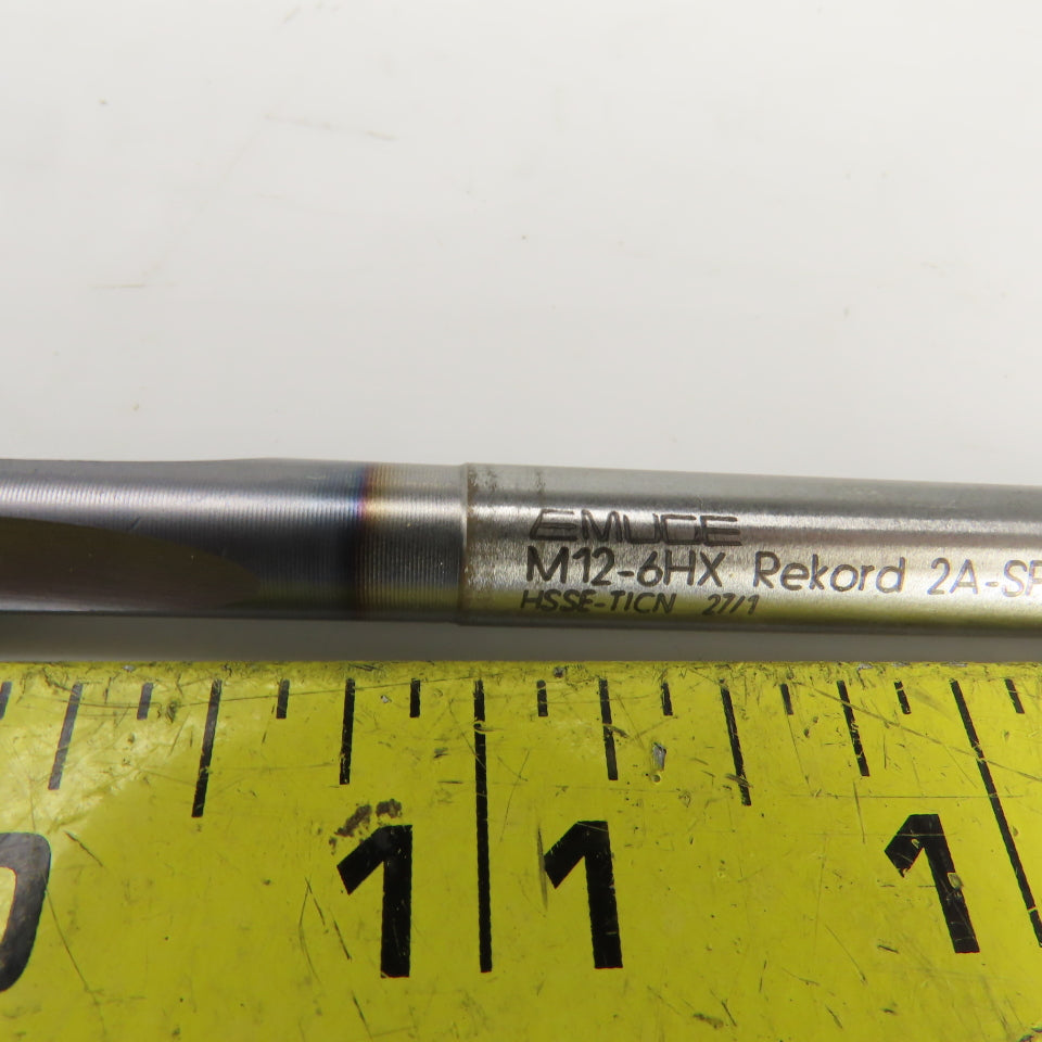Emuge M12 x 1.75 6HX Metric RH Straight 3 Flute Coolant Thru Bottoming Tap TiCN