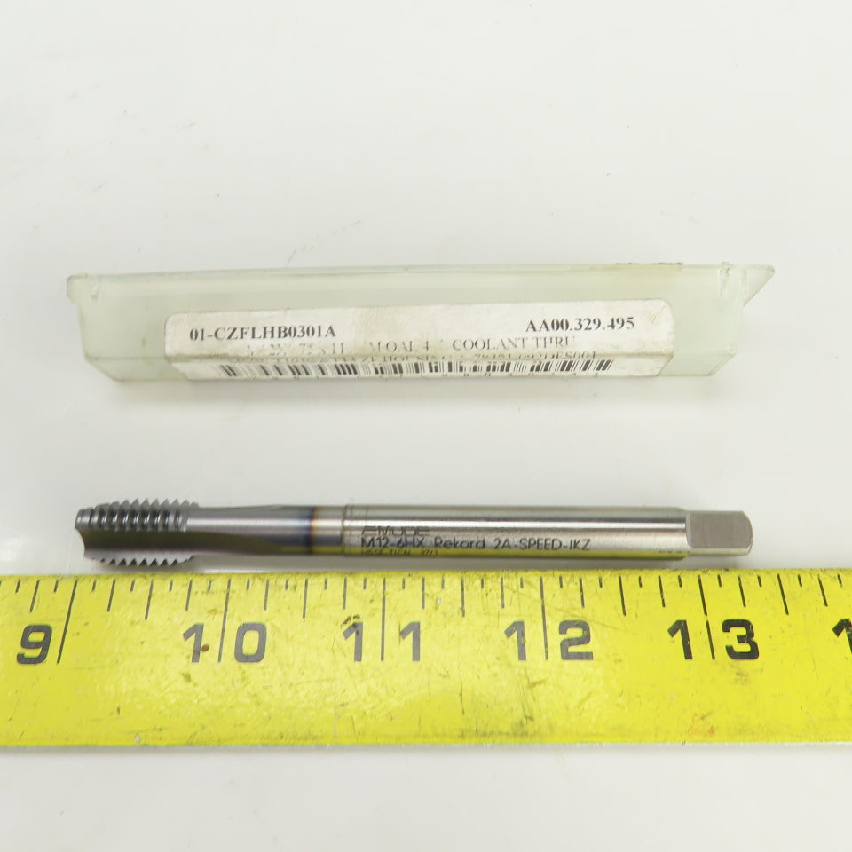 Emuge M12 x 1.75 6HX Metric RH Straight 3 Flute Coolant Thru Bottoming Tap TiCN
