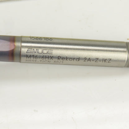 Emuge M16 x 2 6HX Metric RH Straight 3 Flute Coolant Thru Bottoming Tap TiNC