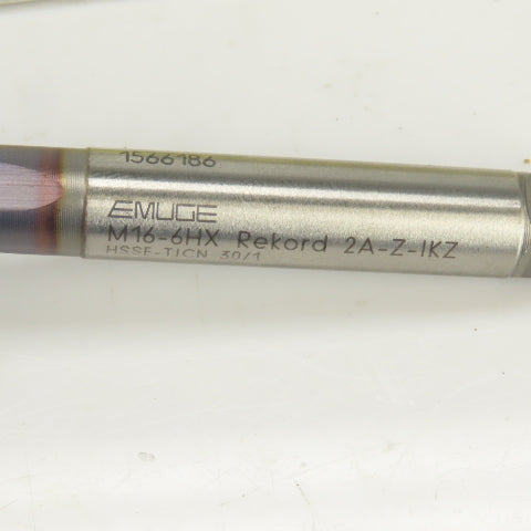 Emuge M16 x 2 6HX Metric RH Straight 3 Flute Coolant Thru Bottoming Tap TiNC