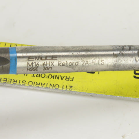 Emuge M16 x 2 Metric Right Hand Straight 3 Flute Bottoming Tap HSSE 8-3/4" OAL