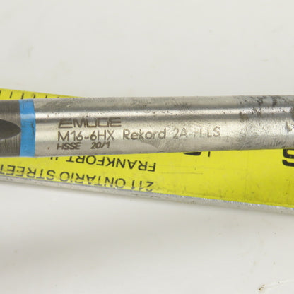 Emuge M16 x 2 Metric Right Hand Straight 3 Flute Bottoming Tap HSSE 8-3/4" OAL