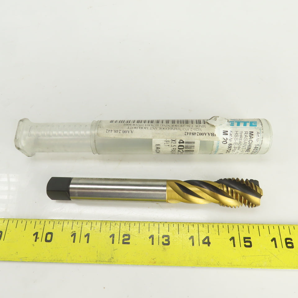 Fette M20 x 2.5  Metric RH Spiral 4 Flute Coolant Thru Bottoming Tap HSS-E-PM