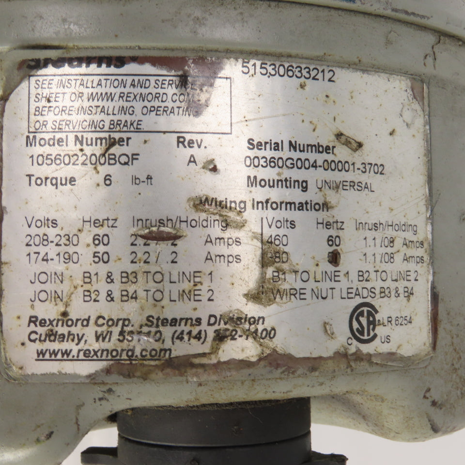 Siemens 1LA01444SB21 1HP AC Motor 1720RPM 230/460V 143T Frame W/Brake 230/460