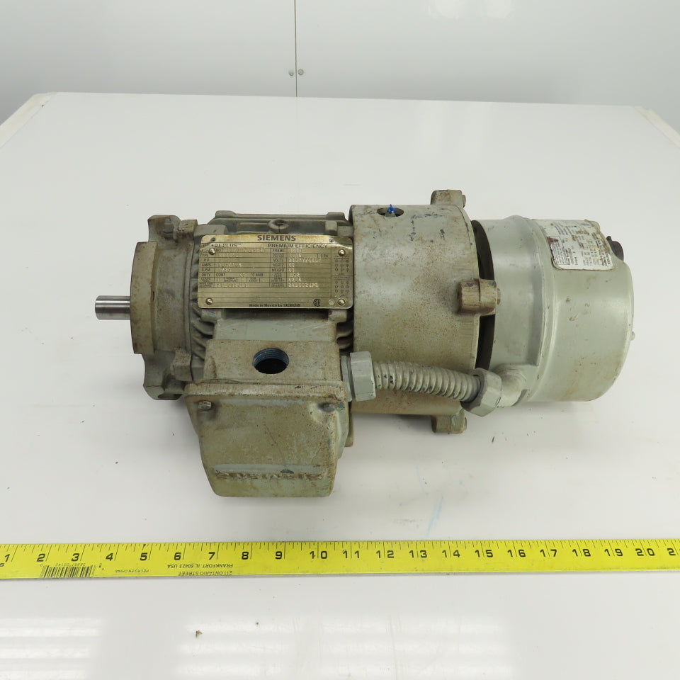 Siemens 1LA01444SB21 1HP AC Motor 1720RPM 230/460V 143T Frame W/Brake 230/460
