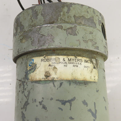 Robbin & Myers 3500RPM AC Electric Motor 230/460VAC 3PH 1/2" Shaft HP Unknown