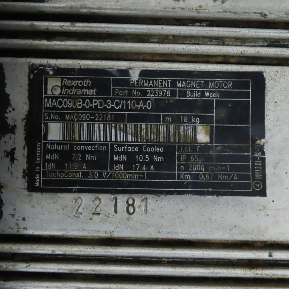 Uvamatic UVA 10MD Grinding Center Tailstock W/Rexroth MAC090B-0-PD-3-C/110-A-0