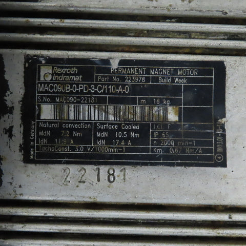 Uvamatic UVA 10MD Grinding Center Tailstock W/Rexroth MAC090B-0-PD-3-C/110-A-0