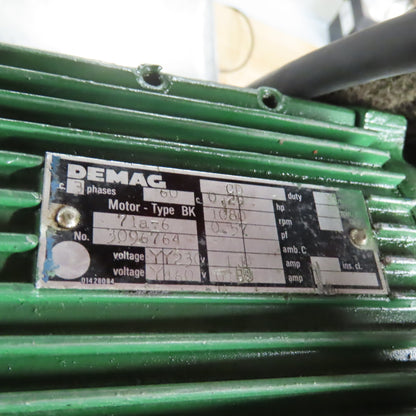 Demag BK 71A-6 16/8 K6 Micro Speed Gearbox Unit 1 HP 230/460V126RPM Out