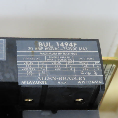 Allen Bradley 48"T x 37-1/4" x 8" Deep Electrical Enclosure 30A Disconnect